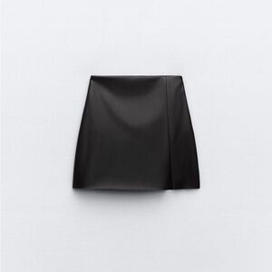 Zara Faux Leather Black Skort
